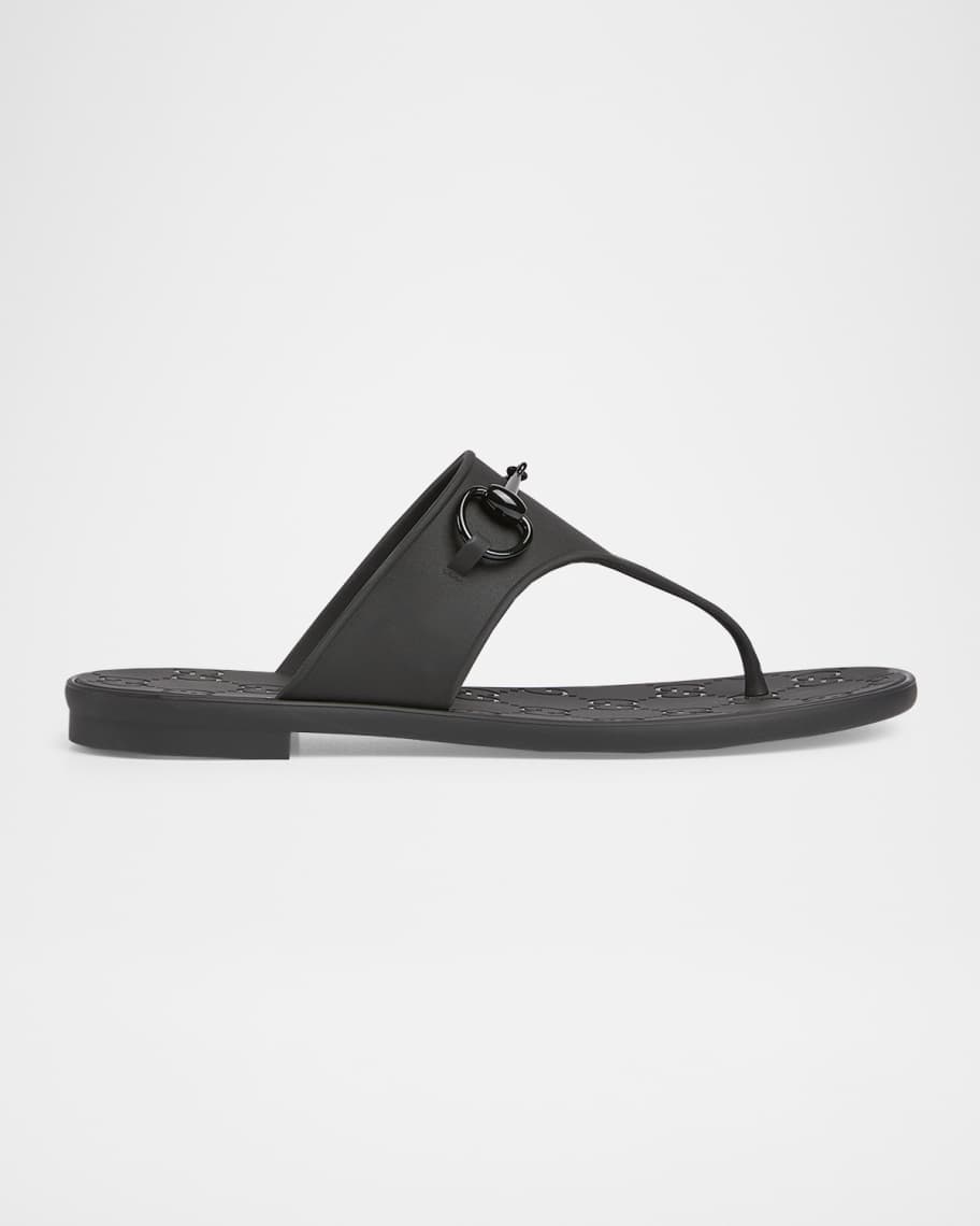 Gucci Rubber Horsebit Thong Slide Sandals | Neiman Marcus