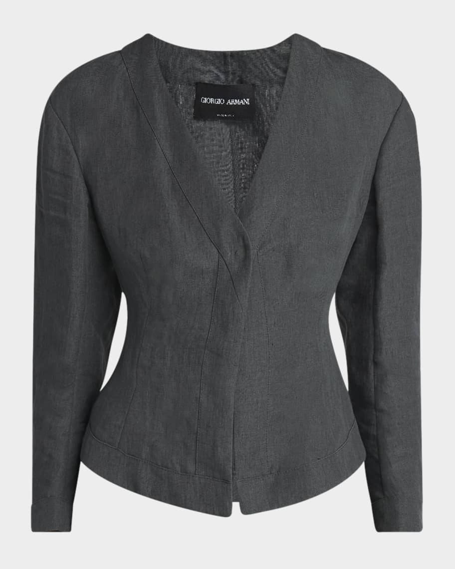 Giorgio Armani Short Linen Single-Breasted Blazer | Neiman