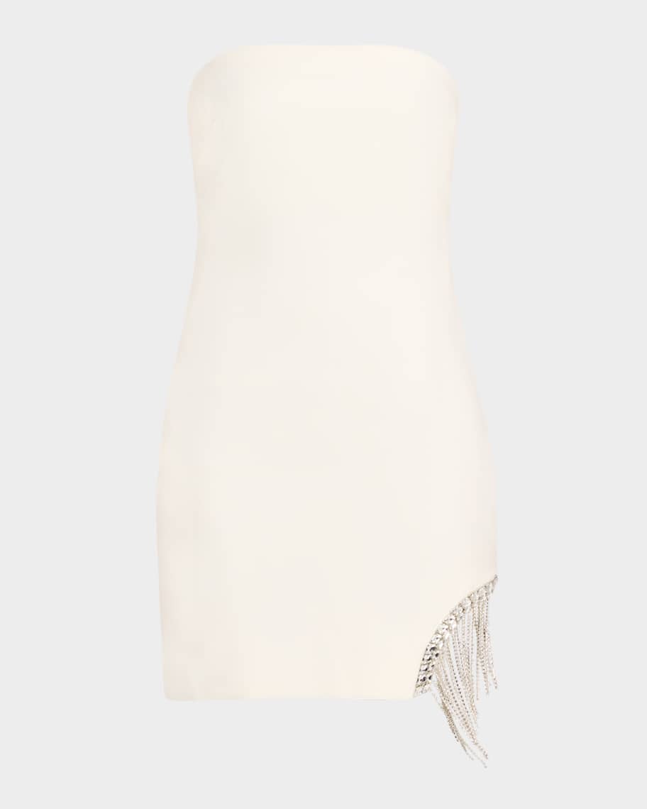 Cinq a Sept Sammy Strapless Rhinestone Fringe Mini Dress | Neiman Marcus
