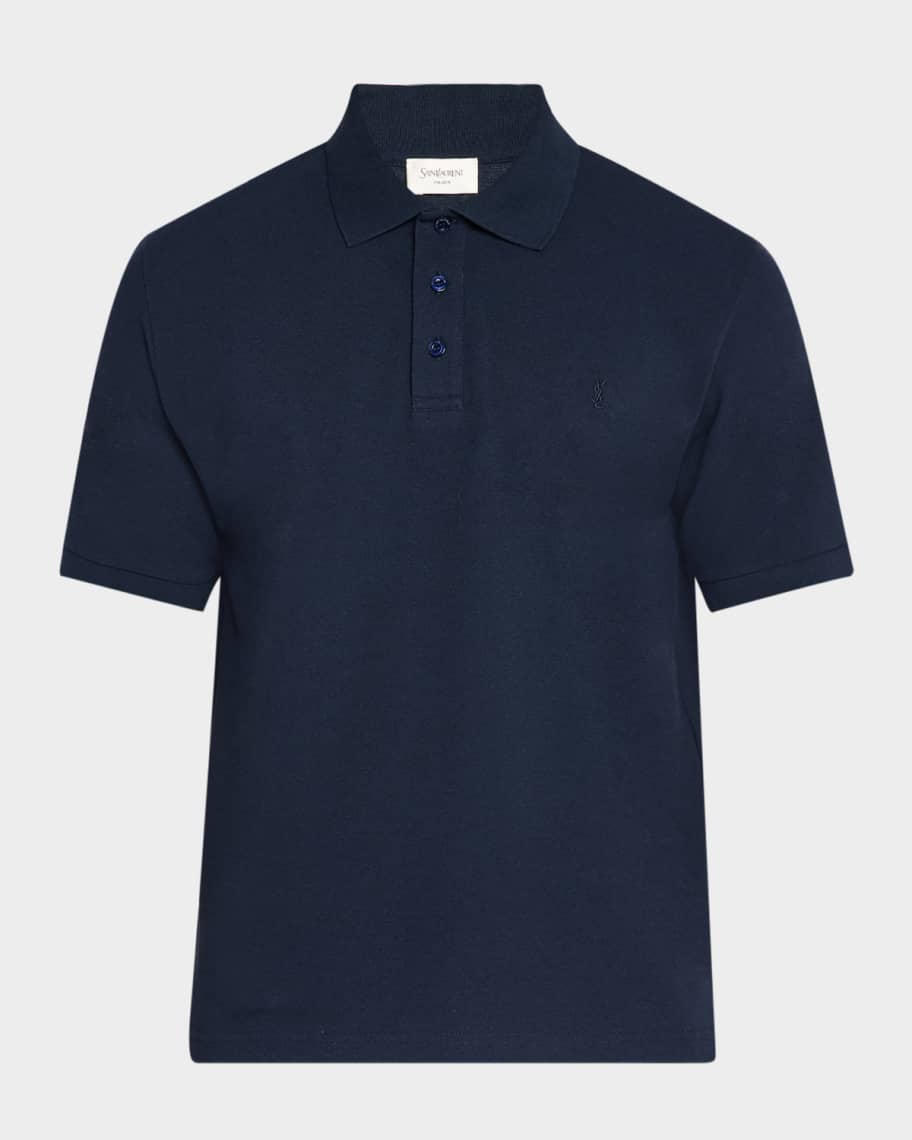 サンローランポロシャツ Cassandre Polo Shirt in Piqué in Black | Saint Laurent | YSL EN-US