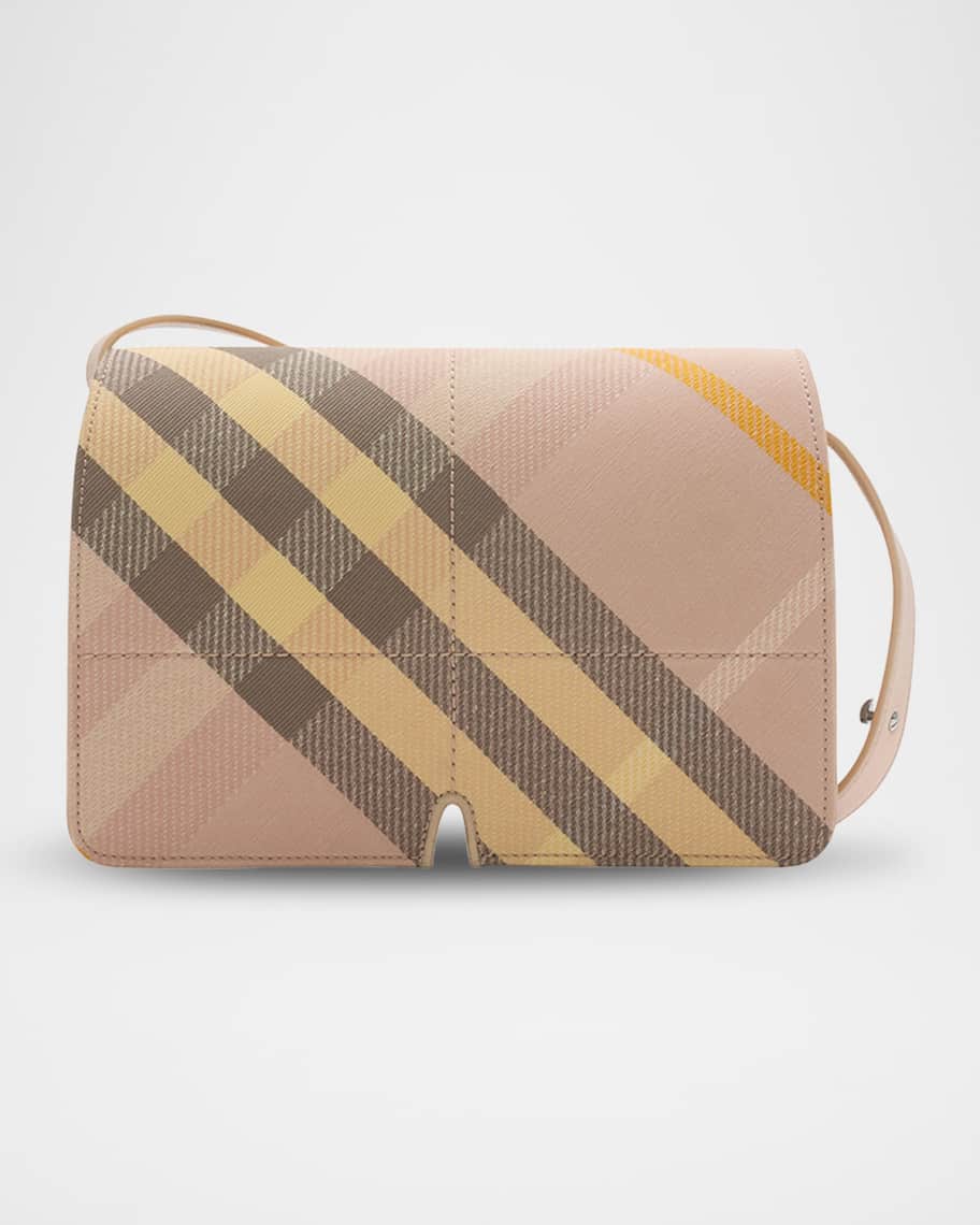 Burberry Snip Check Jacquard Flap Shoulder Bag | Neiman Marcus