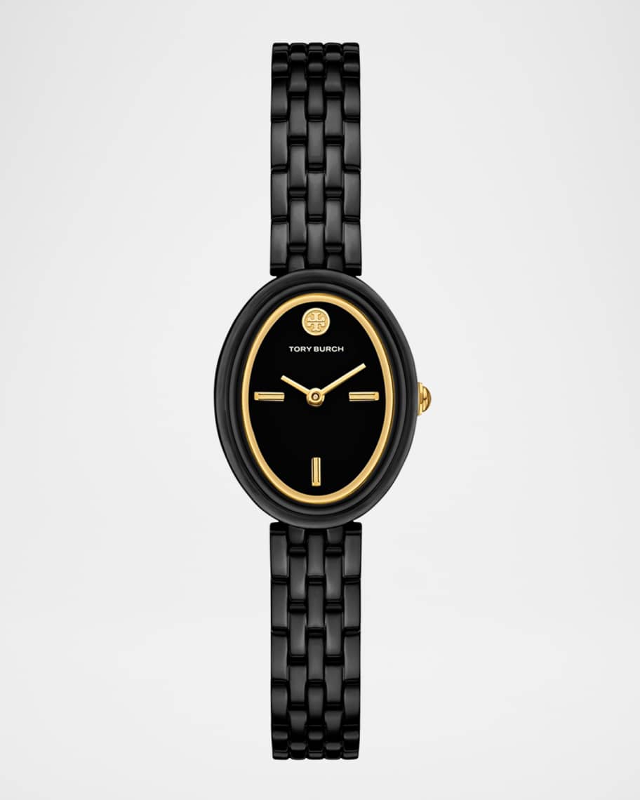 (新品 半額sale！)Tory Burch ブランド レディース クオーツ時計 Tory Burch The Oval Black Stainless Steel Watch | Neiman Marcus