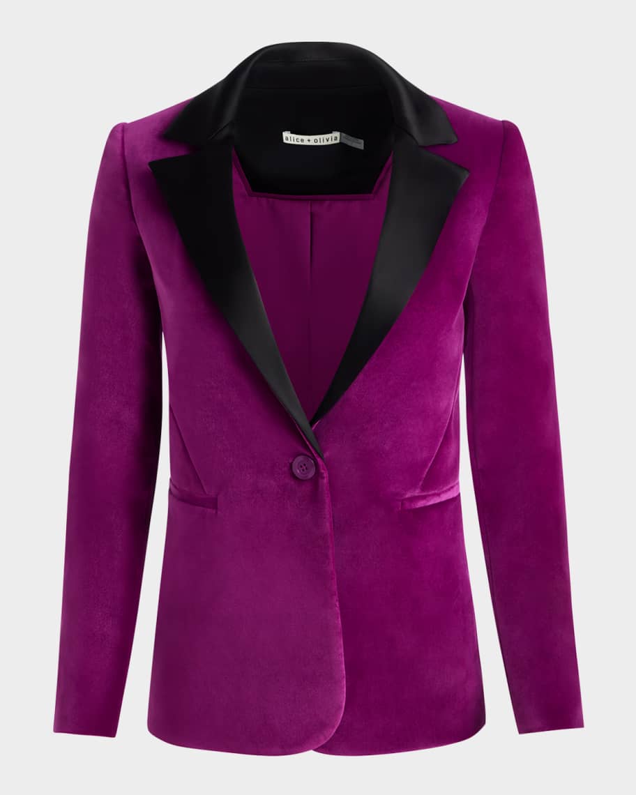 Alice and olivia pink velvet blazer sales