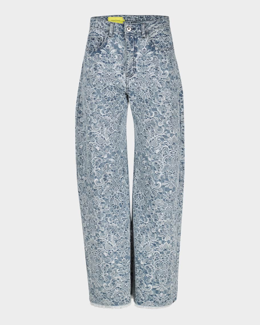 Marques'Almeida Brocade Denim Boyfriend Trousers