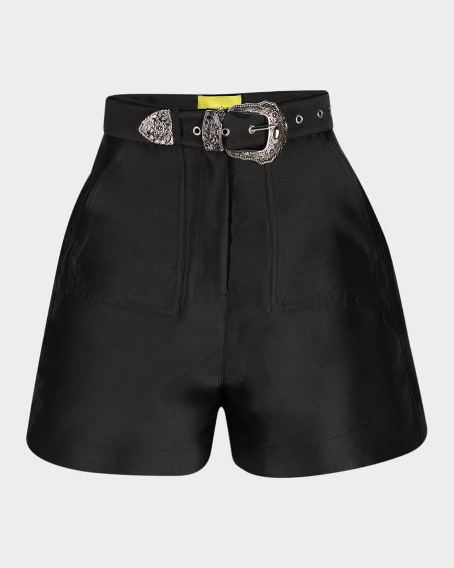 Marques'Almeida Belted Satin Mikado Shorts
