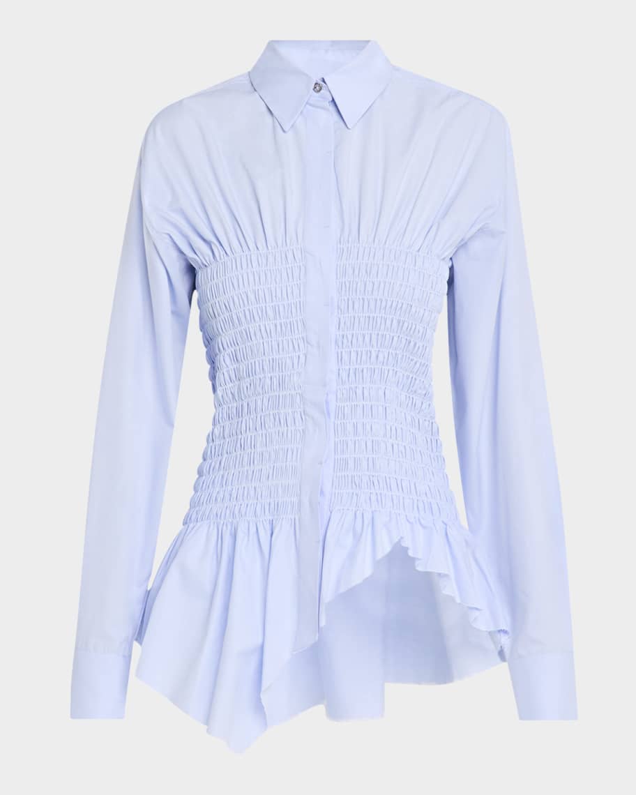 Marques'Almeida Smocked Long-Sleeve Shirt