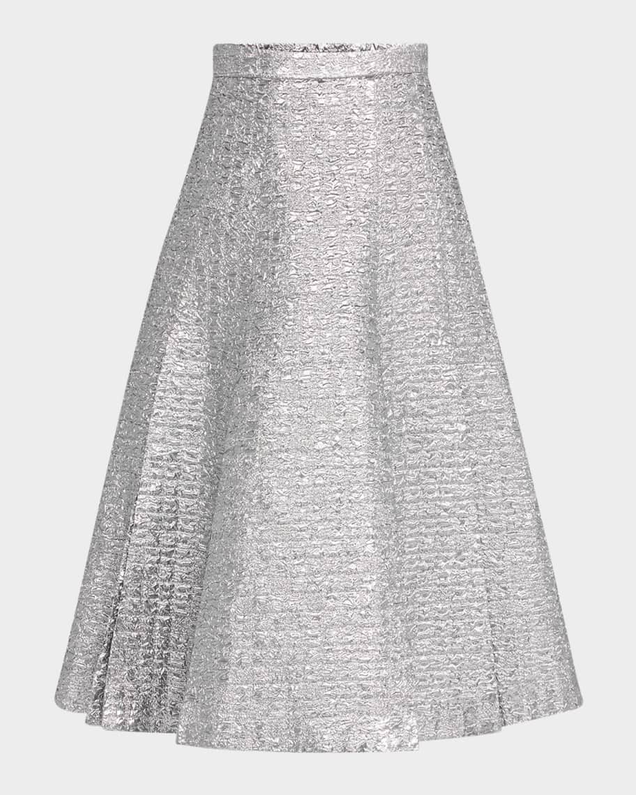 Emilia Wickstead Kenzie Metallic Seersucker Midi Skirt