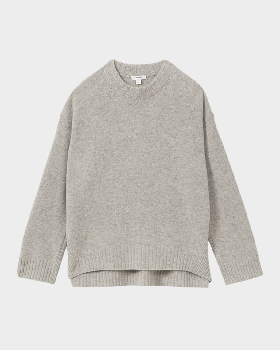【海外限定】REISSワンピース☆Floris Wool-Blend Knitted Utili Reiss Wool Blend Ruched Sleeve Midi Dress in Blue - REISS