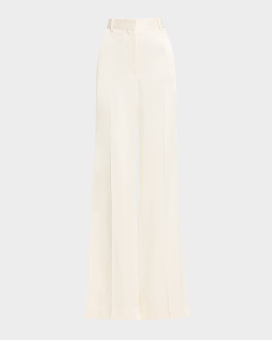 Tamme タム 22SS B.D WIDE SLACKSサイズ2 Toteme Slit Wide-Leg Satin Trousers | Neiman Marcus