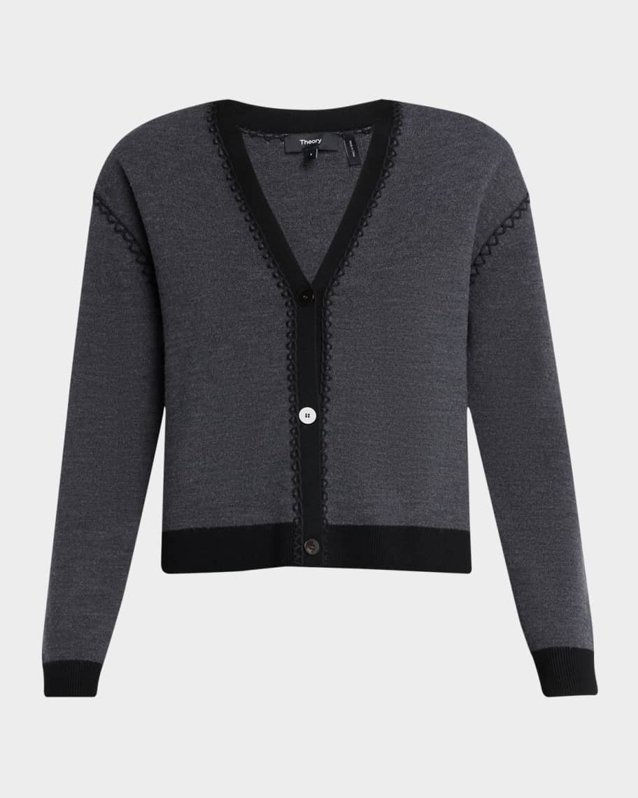 カーディガン Theory - Theory 24AW Morton Wool Blanket Cardi Theory Blanket Stitch Cardigan | Neiman Marcus