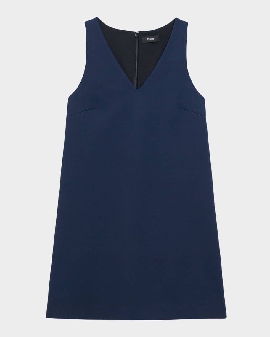  Ponte V-Neck Mini Shift Dress