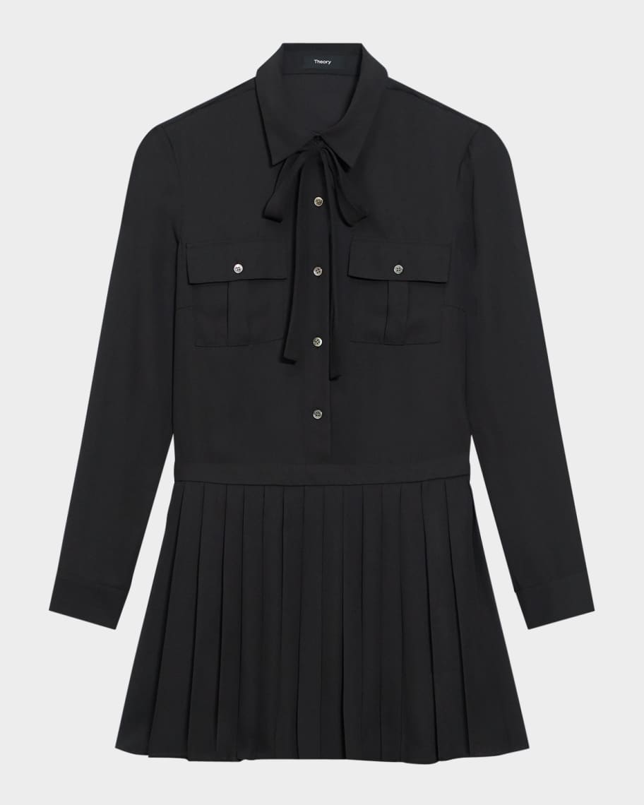 theory pleated mini dress Theory Sleeveless Pleated Mini Combo Dress