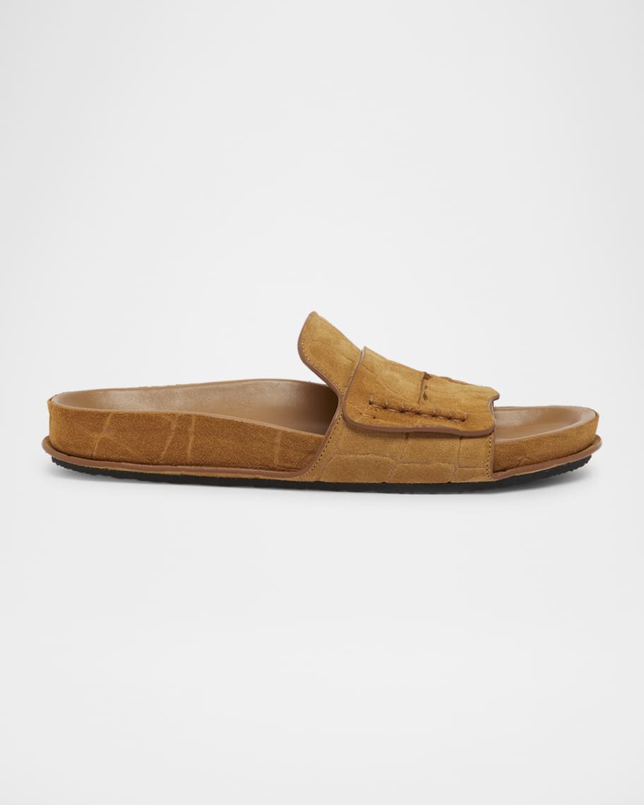 Jacquemus Les Sandales Croc-Embossed Leather Sandals | Neiman Marcus
