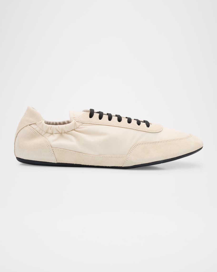 スニーカー Prada Brown Re-Nylon And Suede Collapse Sneakers Prada Men's Collapse Nylon and Suede Low-Top Sneakers