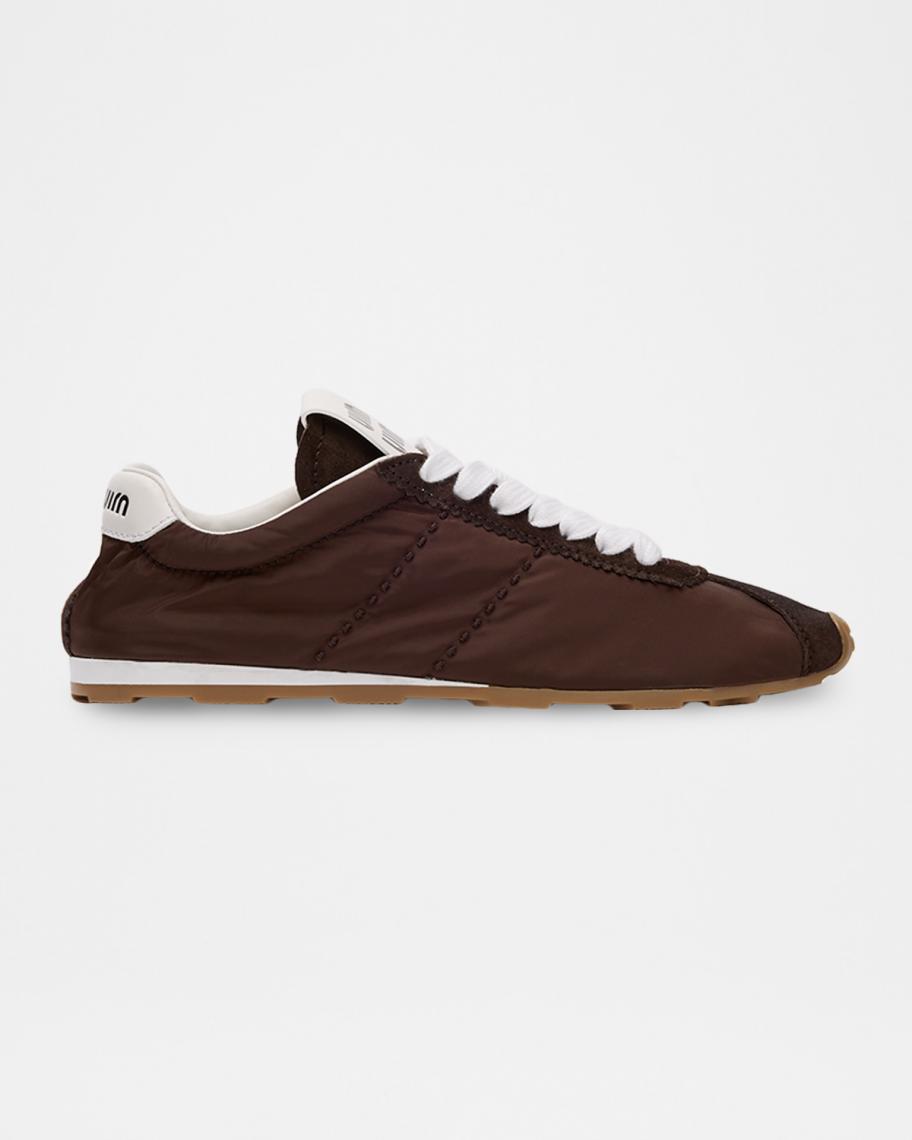 Miu Miu Low-Top Nylon & Suede Sneakers | Neiman Marcus