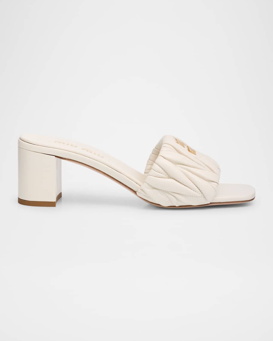 正規品販売！ Sandals Mule Leather Quilted Miu Miu | Marcus Neiman 靴
