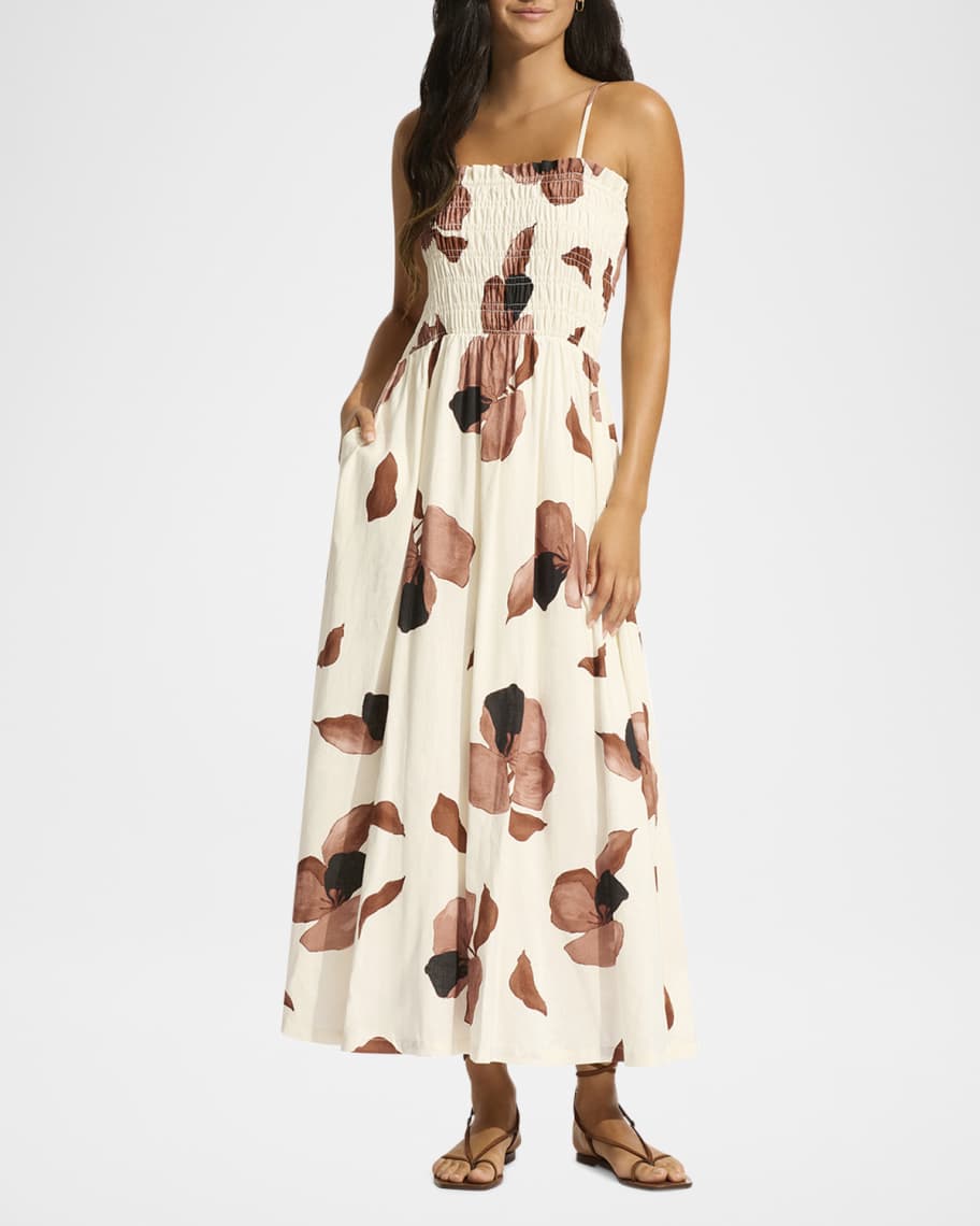 【Seafolly】シーフォリー Secret Garden Maxi Wrap 花柄マキシ Seafolly Secret Garden Shirred Maxi Dress | Neiman Marcus