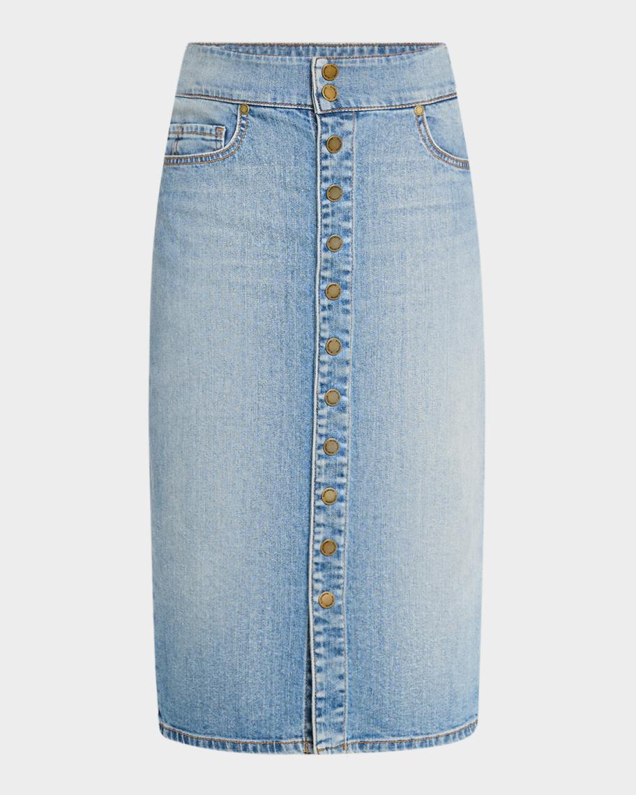 Ramy Brook Karter Denim Knee-Length Skirt | Neiman Marcus