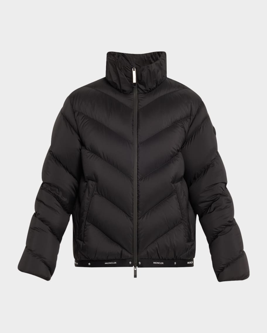 Moncler Grigan Quilted Down Logo Tape Jacket Neiman Marcus