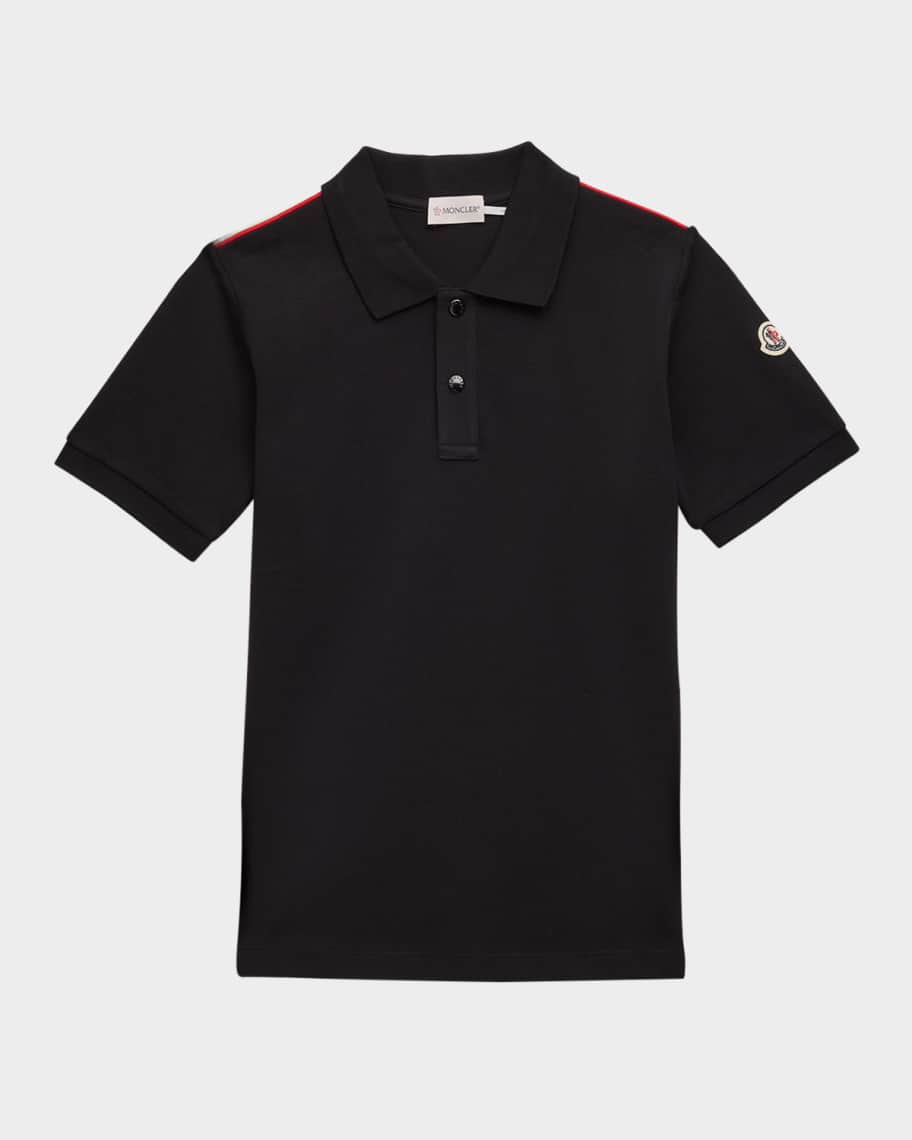 Moncler Boy's Tri-Stripe Pique Polo Shirt, Size 12-14