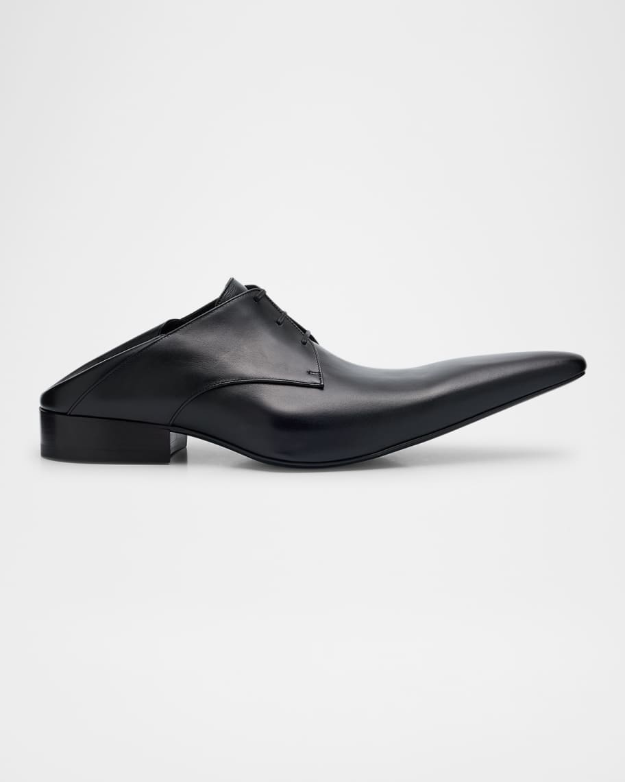 Balenciaga Men's Opera Calfskin Pointed-Toe Derby Shoes