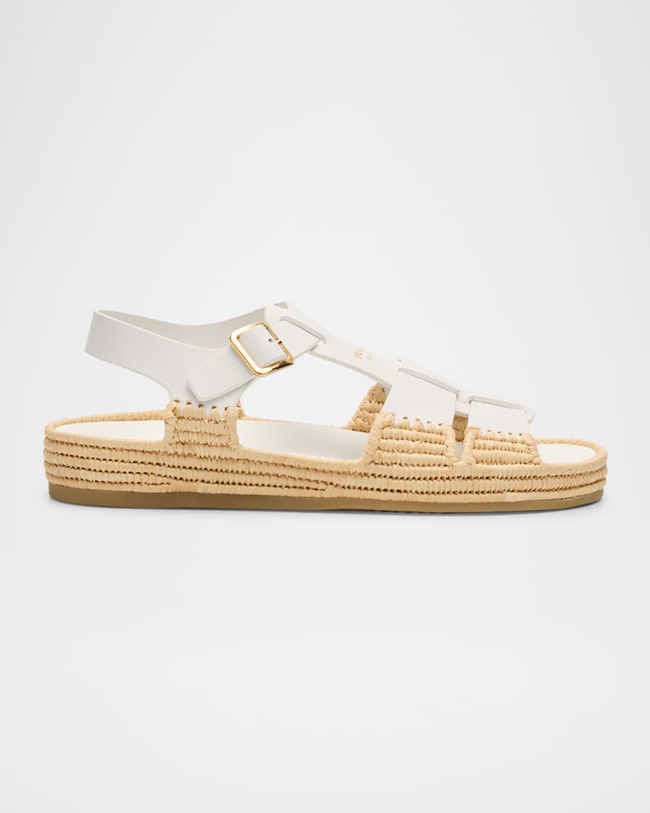 Prada Leather Fisherman Espadrille Sandals | Neiman Marcus