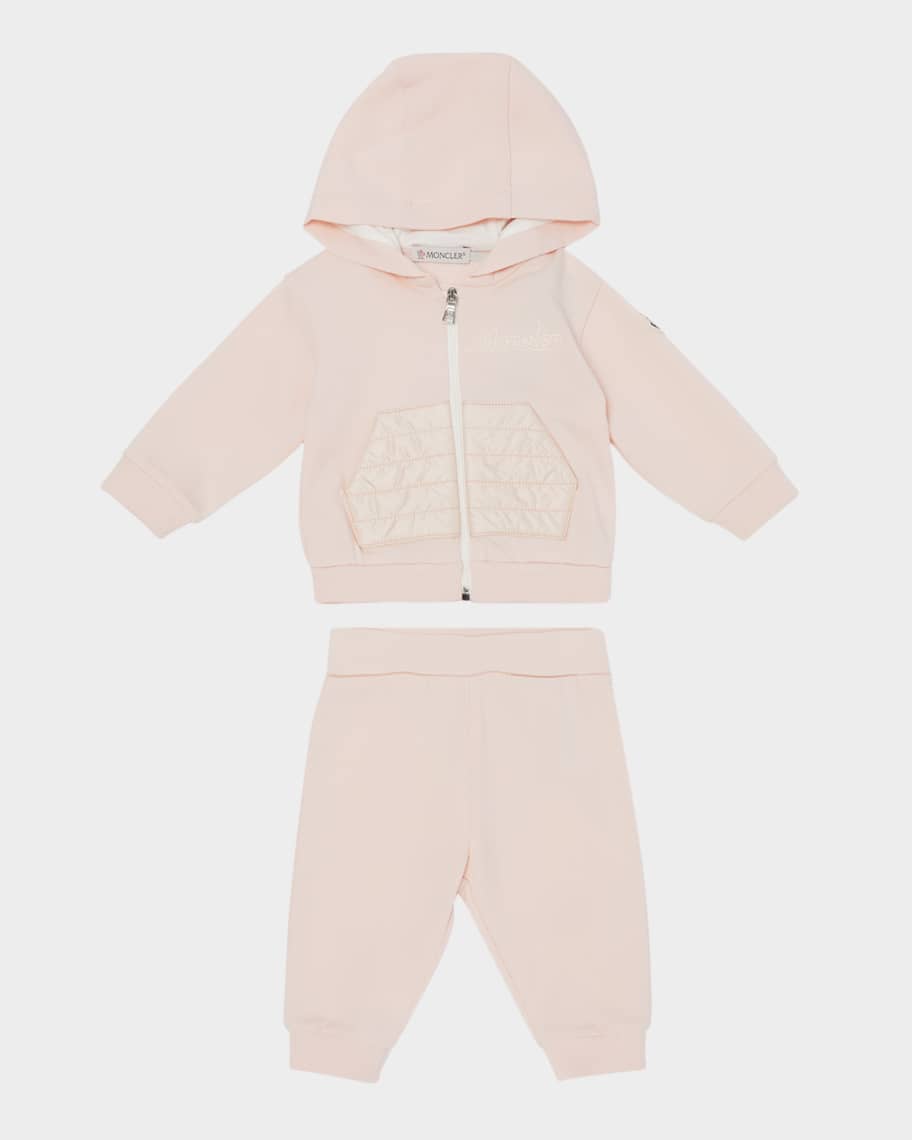 Moncler Girl's Two-Piece Logo-Embroidered Set, Size 3M-3 | Neiman