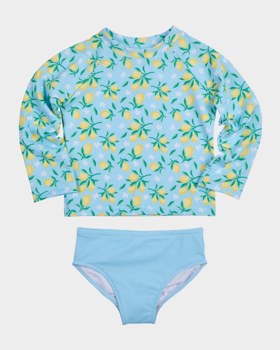 Florence Eiseman Girl's Lemon-Print Rashguard Two-Piece Swimsuit, Size ...