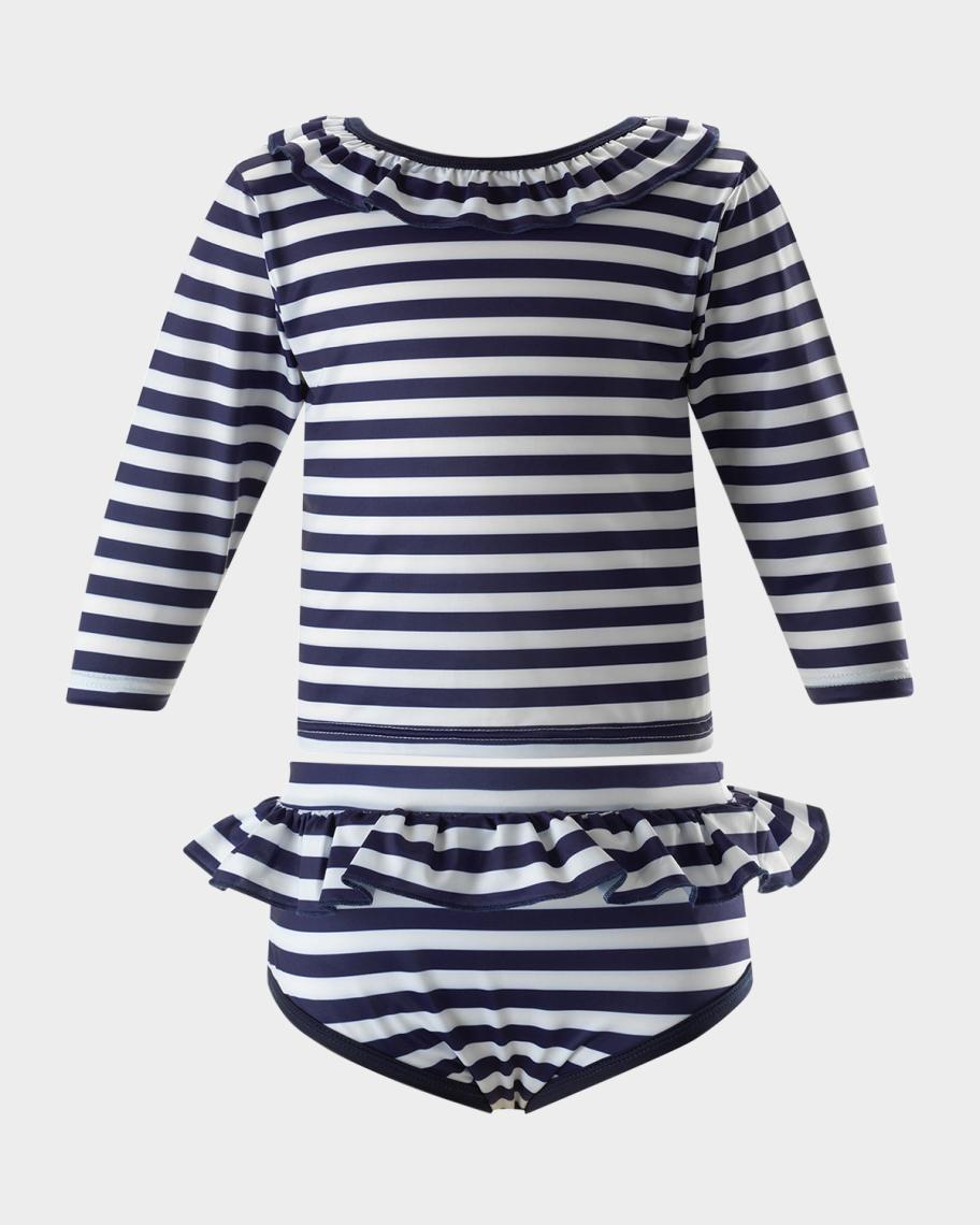 Rachel Riley Girl's Breton Stripe Rashguard Set, Size 2-14 | Neiman Marcus