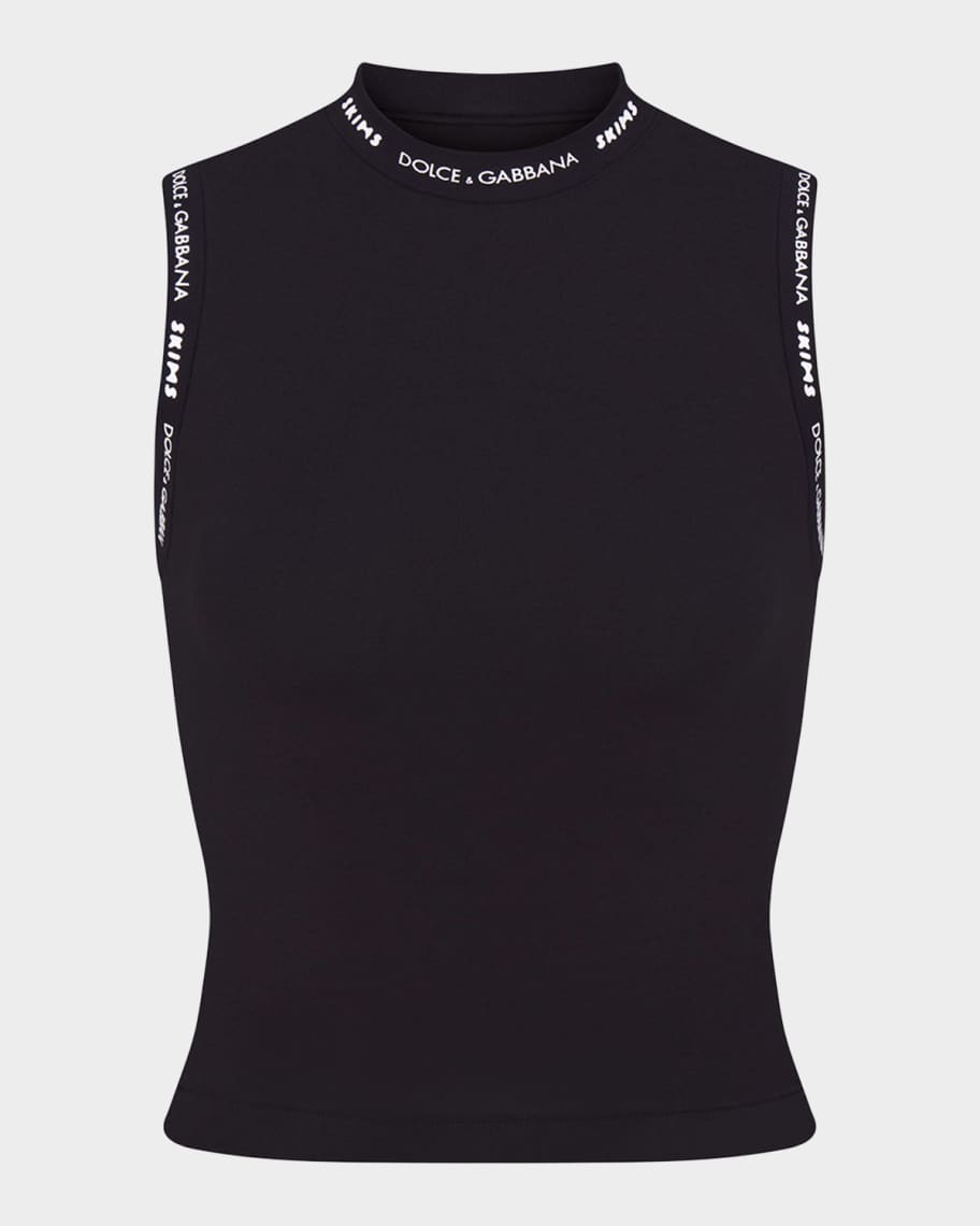 Dolce&Gabbana x SKIMS Cotton Jersey Mock-Neck Tank | Neiman Marcus