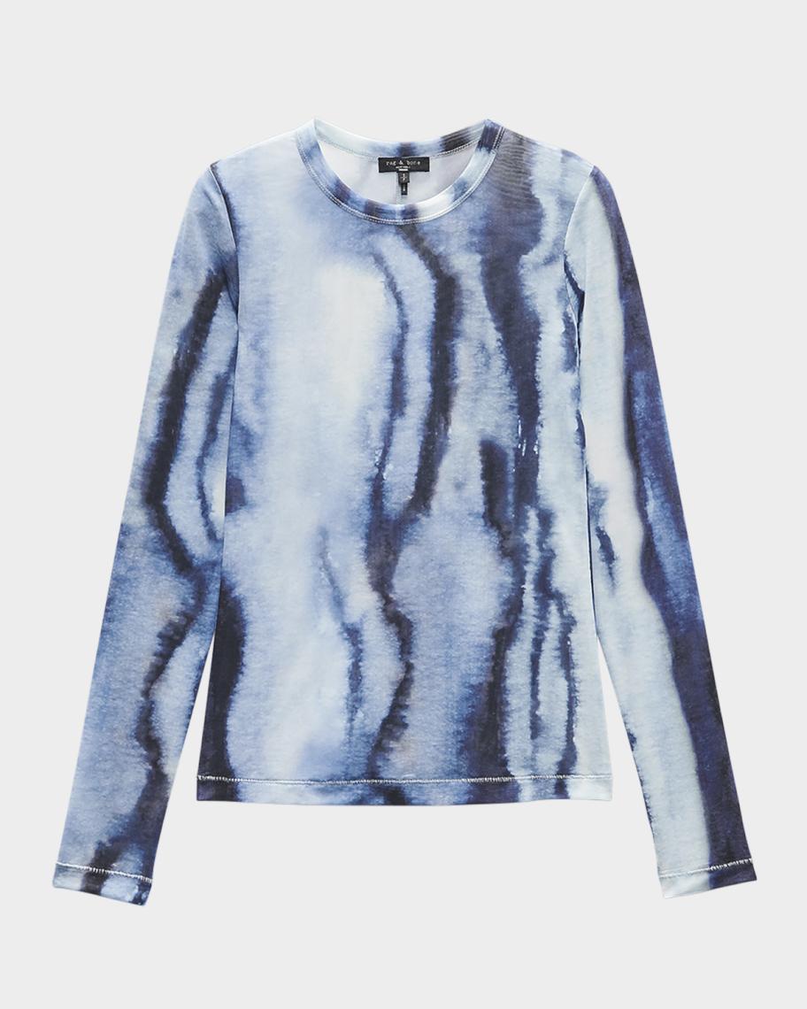 Girls Tie Dye Crewneck Sweatshirt - Casual Long Sleeve Top For Fall & Winter (Blue, Size 7-8 Years) - View #5