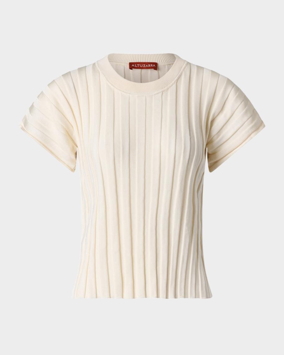 Altuzarra Zadie Silk Rib Short-Sleeve Top | Neiman Marcus
