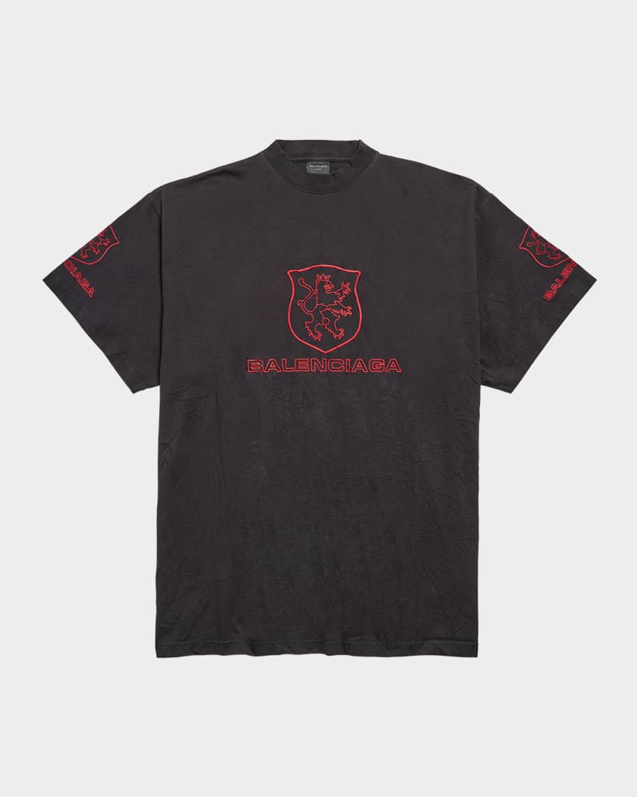 Balenciaga Men's Oversized Crest Logo T-Shirt | Neiman Marcus
