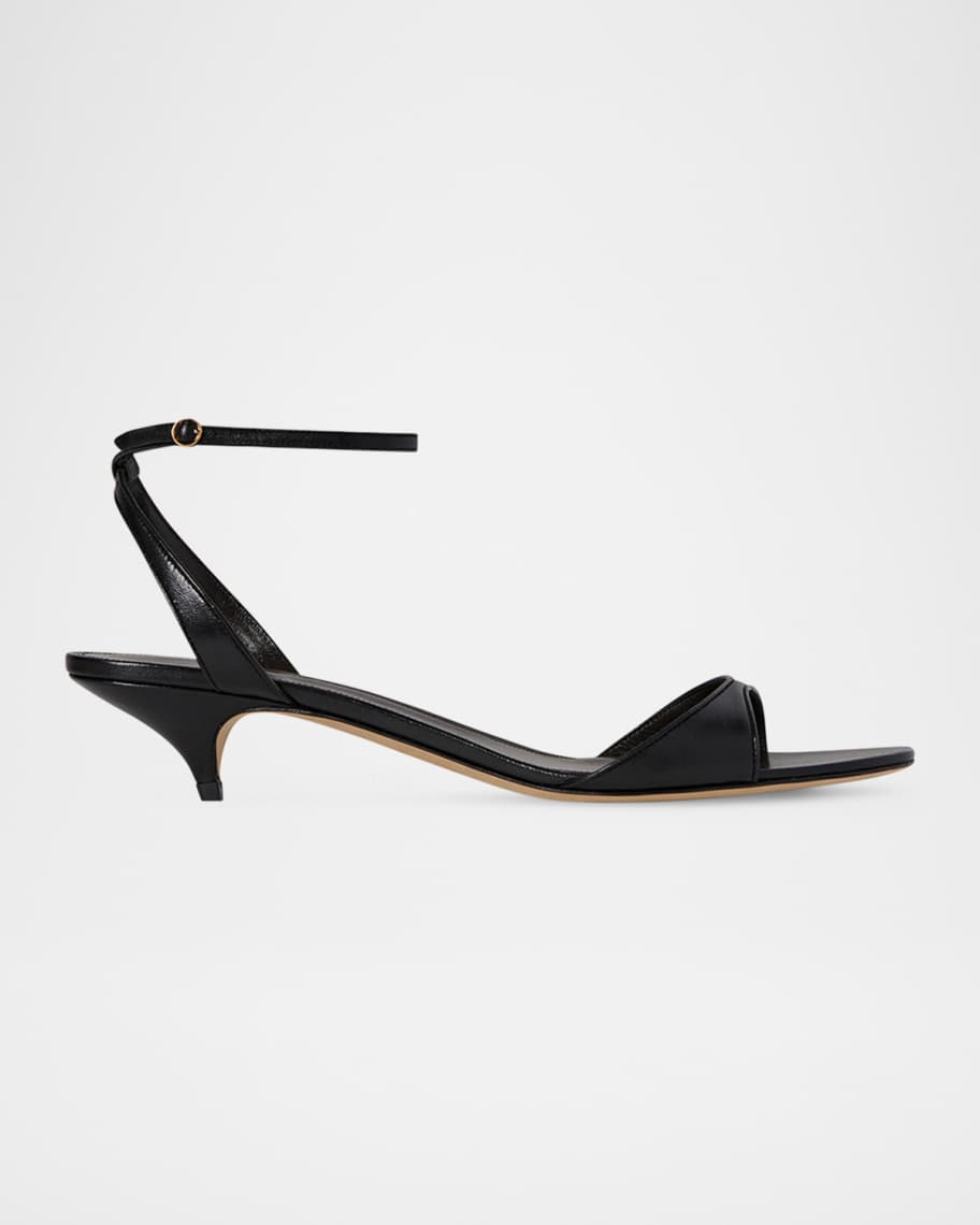 The Row★Vika leather ankle strap kitten heel Vika Ankle Strap Kitten Heel Brown in Leather – The Row