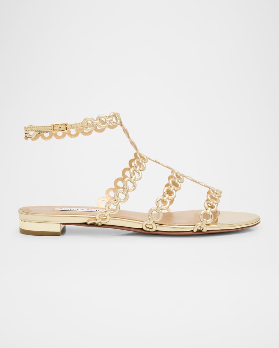 Infinity Metallic Chain T-Strap Sandals