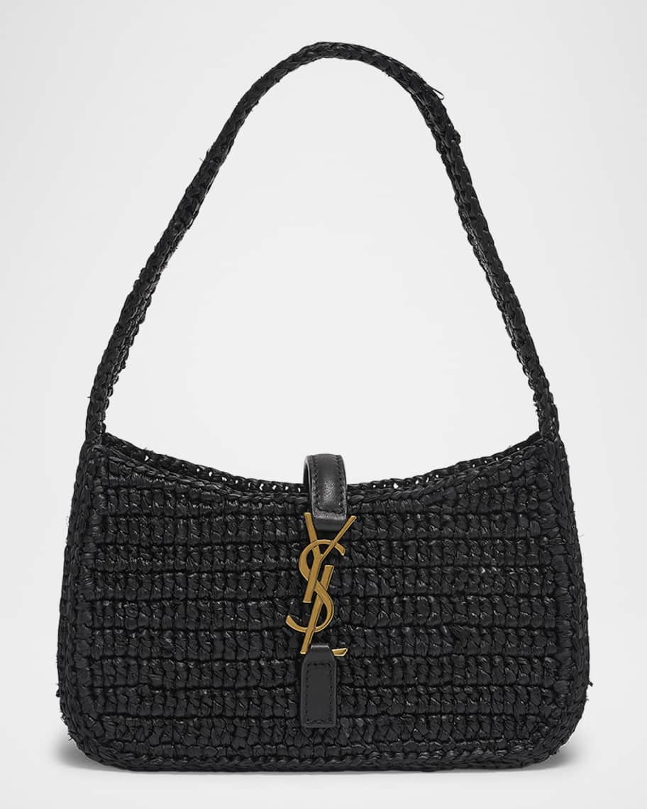 ショルダーバッグ SAINT LAURENT BLACK RAFFIA MEDIUM LE 5 A 7 SHOULDER BAG SAINT LAURENT Le 5 à 7 Supple small leather-trimmed raffia