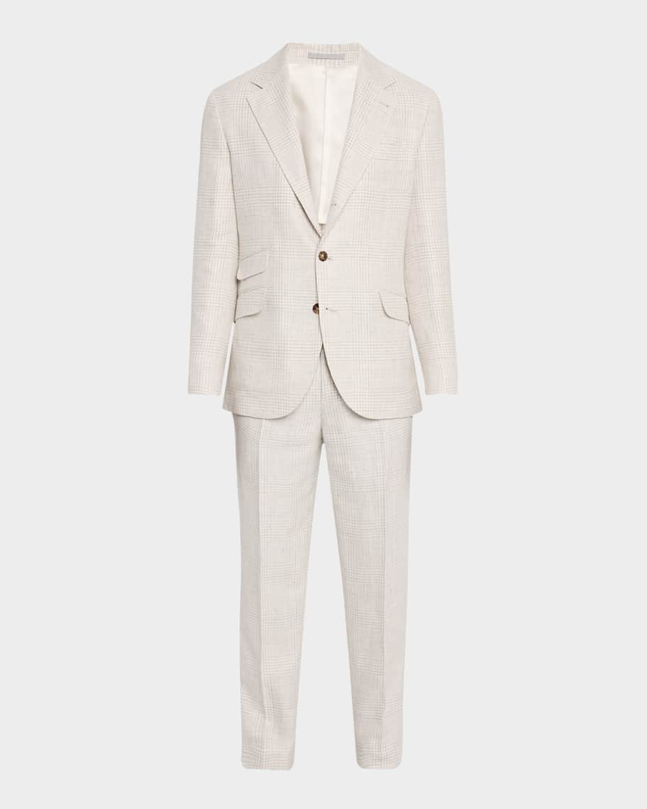【関税&送料込】Brunello Cucinelli Piumino Brunello Cucinelli Men's Prince of Wales Plaid Cavallo Suit