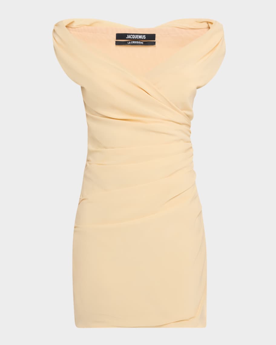 Jacquemus La Rita Draped Off-The-Shoulder Mini Dress