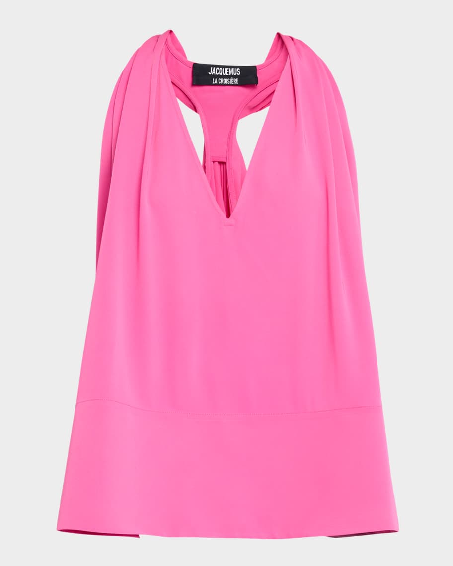 JACQUEMUS 213SK0091000PINK 関税送料込 Jacquemus Le Norma V-Neck Gathered Tank Top | Neiman Marcus