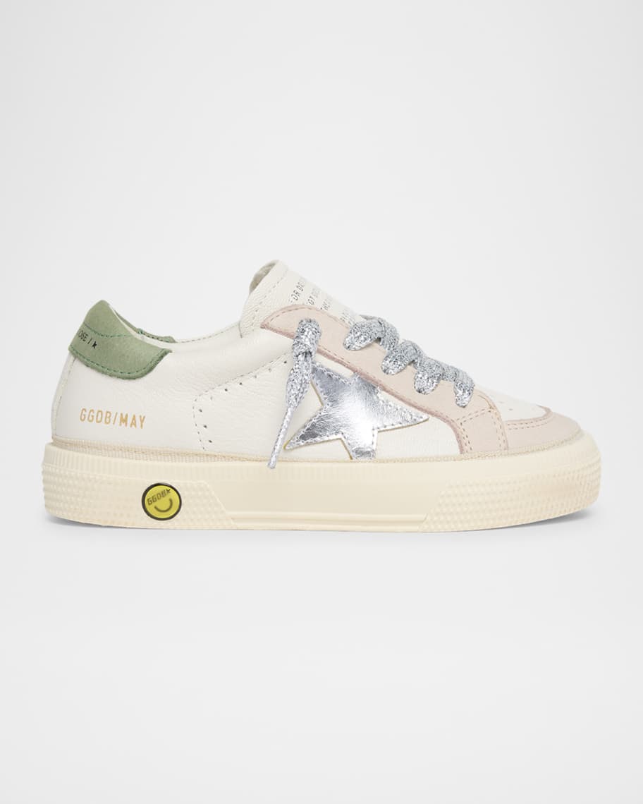 Golden Goose Girl's May Nappa Laminated Star Sneakers, Kids