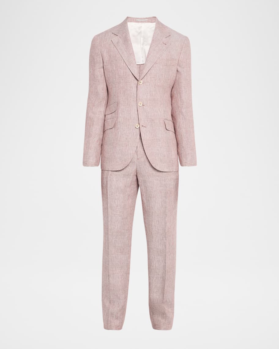 Brunello Cucinelli Men's Linen Glen Plaid Two-Piece Suit
