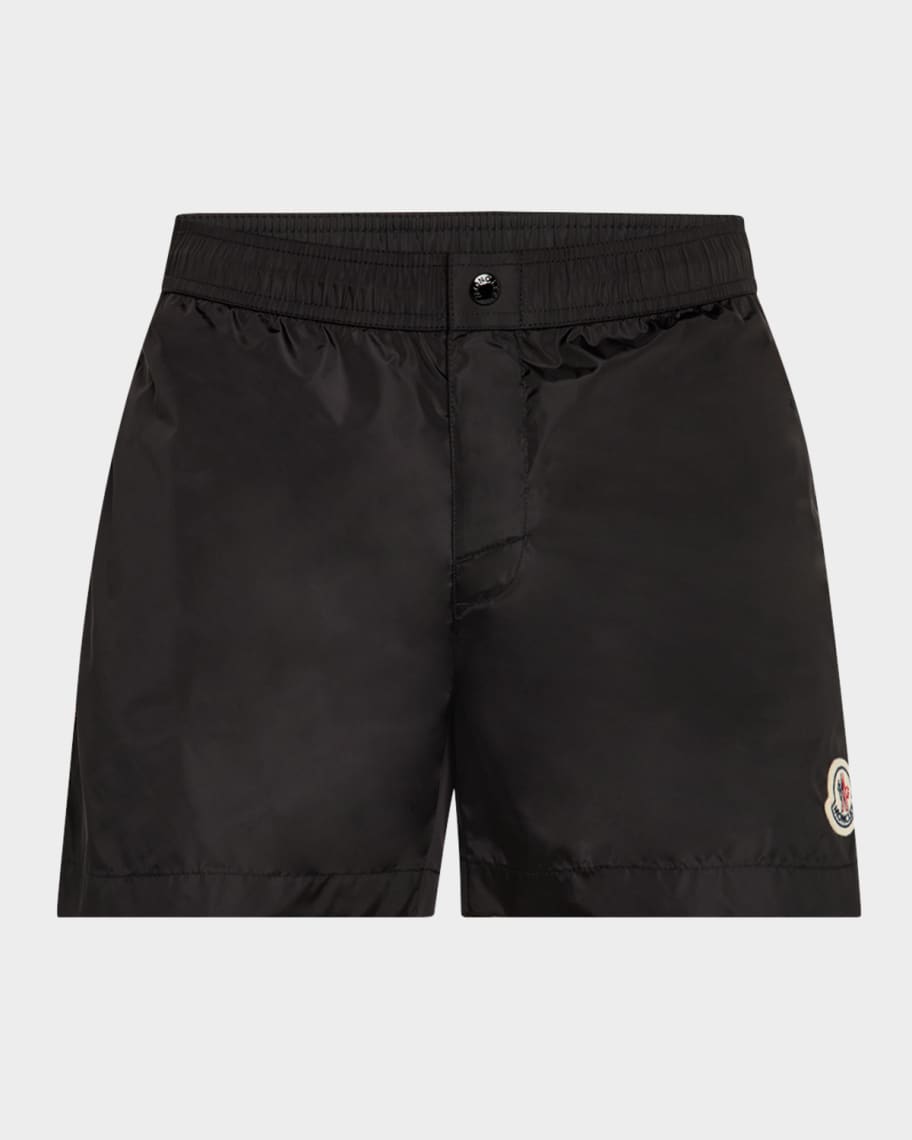 Moncler Men's Side-Stripe Nylon Swim Shorts | Neiman Marcus