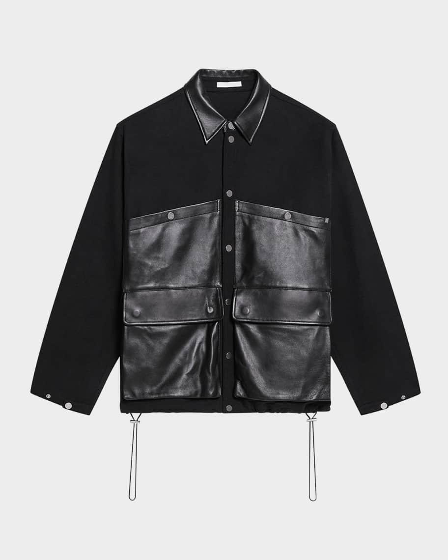 Helmut Lang Men's Cotton and Leather Hunting Jacket | Neiman Marcus