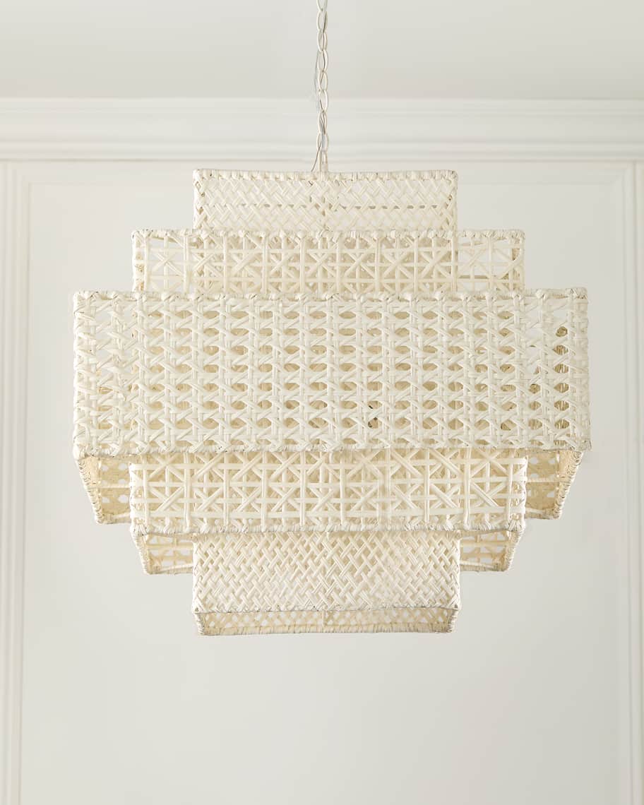 Neiman Marcus Wicker 28.5 2 Light Chandelier Neiman Marcus