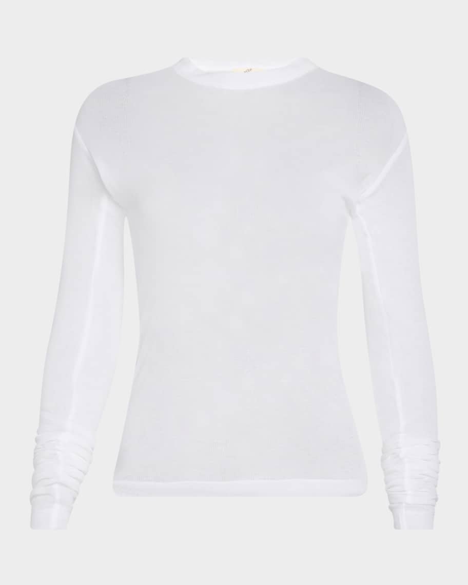 Long-Sleeve Sheer Jersey T-Shirt
