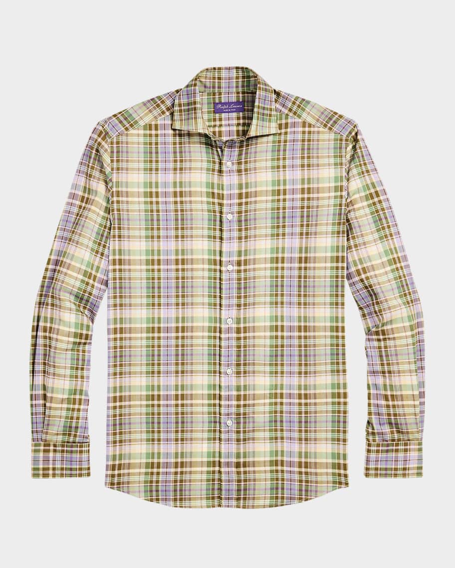 Ralph Lauren Purple Label Men's Plaid Twill Shirt | Neiman Marcus