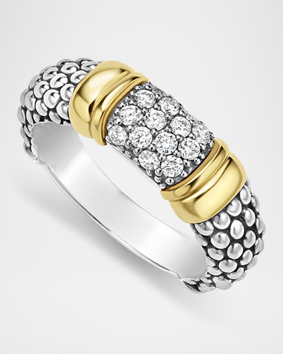 LAGOS Two-Tone Signature Caviar Diamond Ring | Neiman Marcus