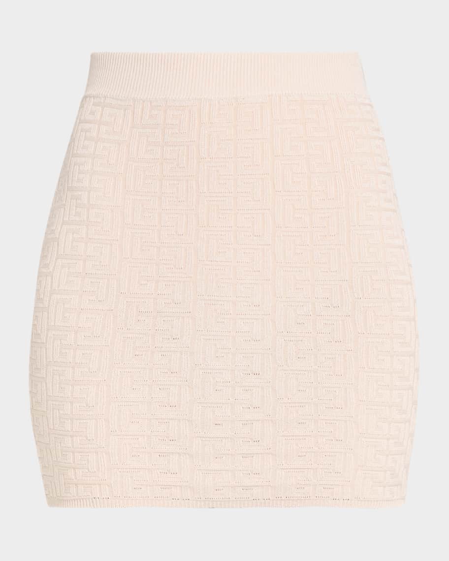 Balmain Monogram Knit Mini Skirt | Neiman Marcus