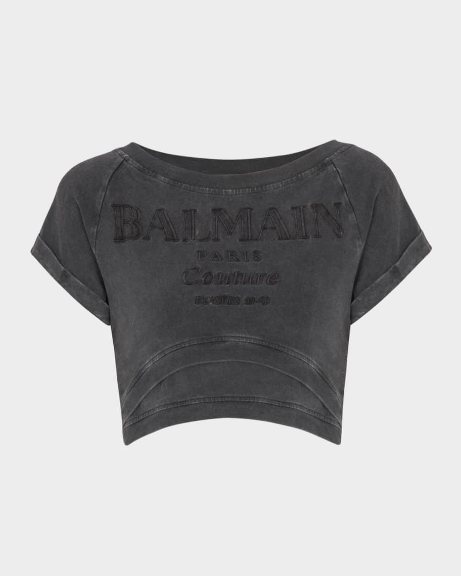 Tシャツ・カットソー BALMAIN FW25 CROPPED TEE BIG LOGO (BF1EE020BB02 EAB) Black BALMAIN 