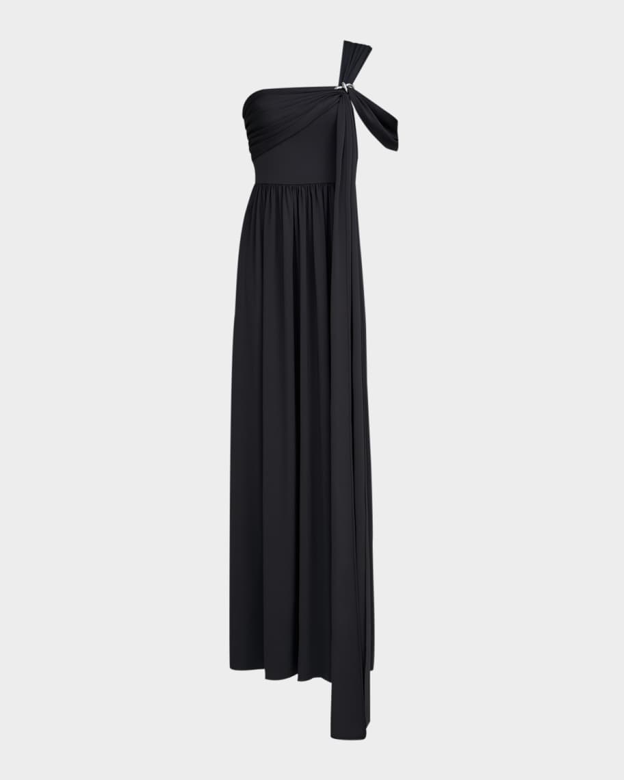 strapless open back dress The Sei Drape-detail Ruched Chiffon One Shoulder Minidress in Baby Blue